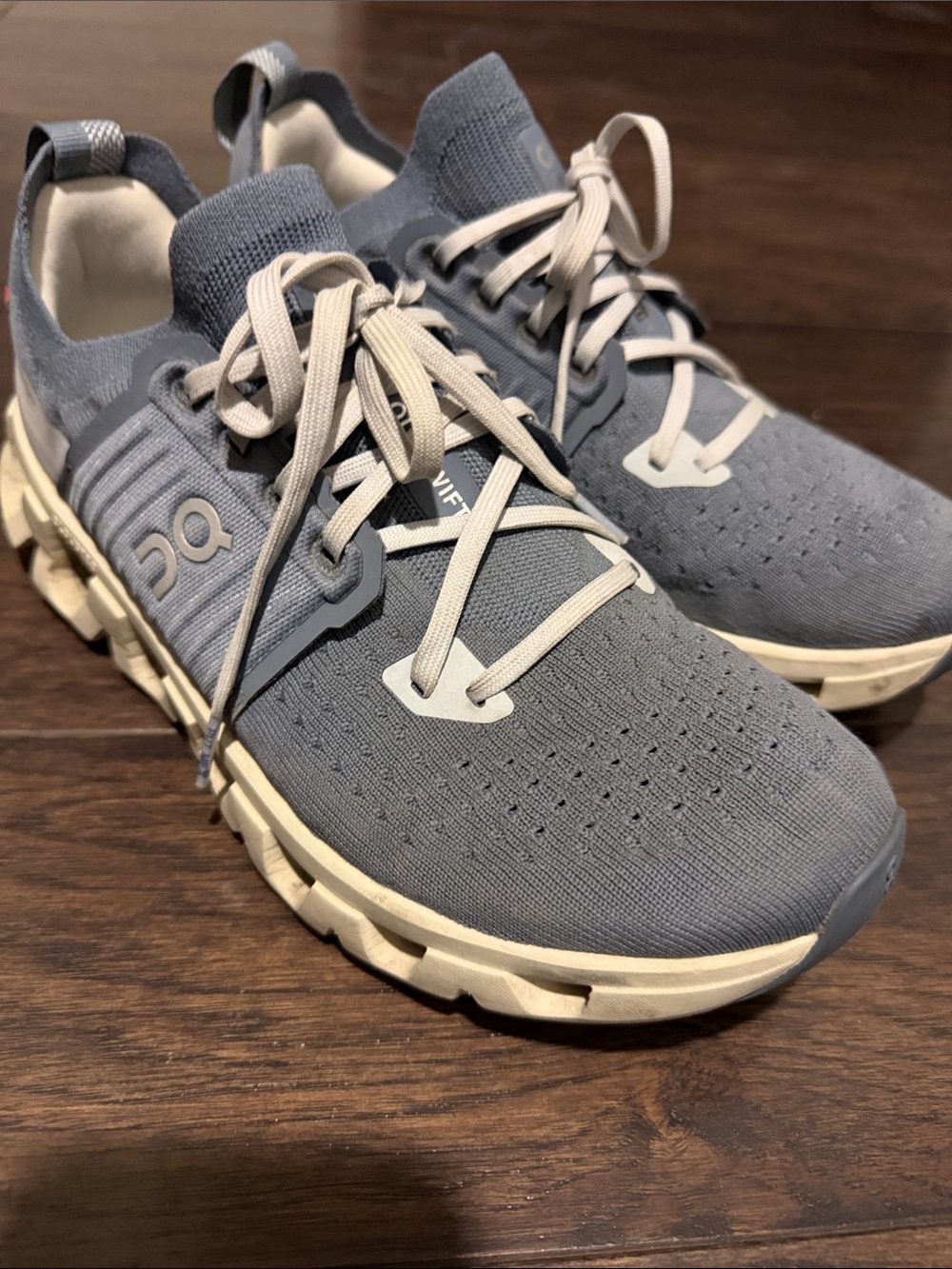 On Running Women's Cloudnova Knit Sneakers in Slate Blue and Off-White